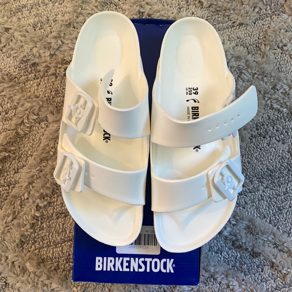 Birkenstock Arizona EVA in white, size 39 (8).